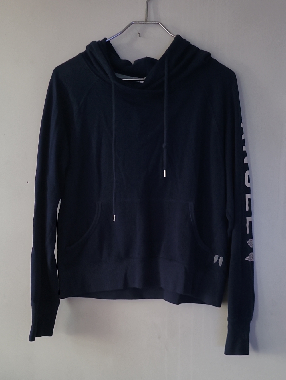 Victoria's Secret Navy Pullover Hoodie with Sleeve Lettering